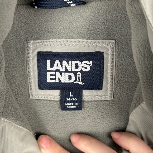 Lands End Grey and Yellow Fleece Lined Winter Ski Jacket Youth Size L (14-16) - Picture 4 of 12